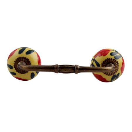 Red Flower Ceramic Bridge Handle